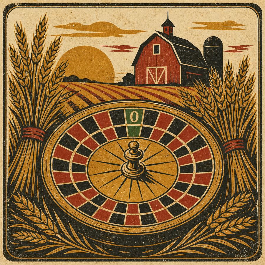 Golden Sheaf Roulette — Harvest Farm vintage poster art