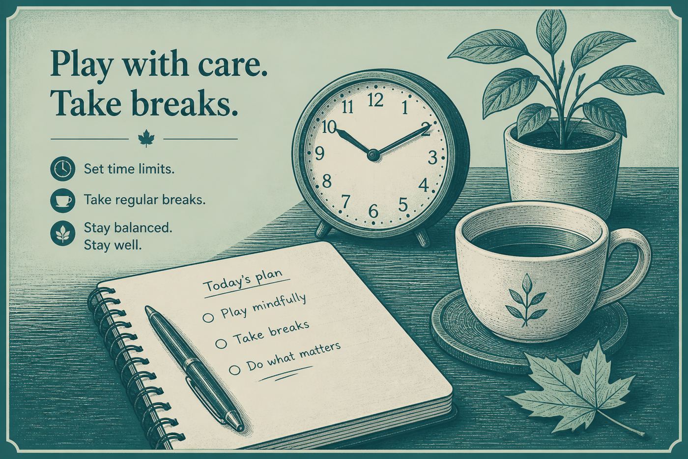 Calm still life encouraging breaks from play